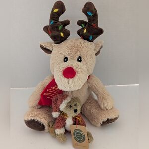 Boyds Bears Santa Bear Collectable And Singing Reindeer Plush Bundle NEW